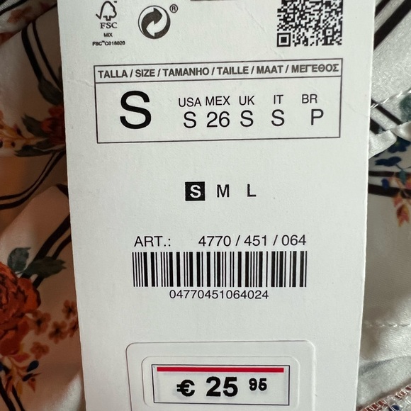 Zara White Black Floral Lattice Ruffle Sleeve Dress - NEW - S 4770451064 - Picture 8 of 8